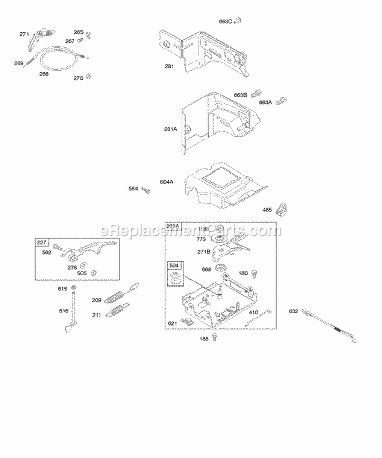 Controls Governor Spring Diagram and Parts List for 21C214-0111-E1  Briggs and Stratton Engine